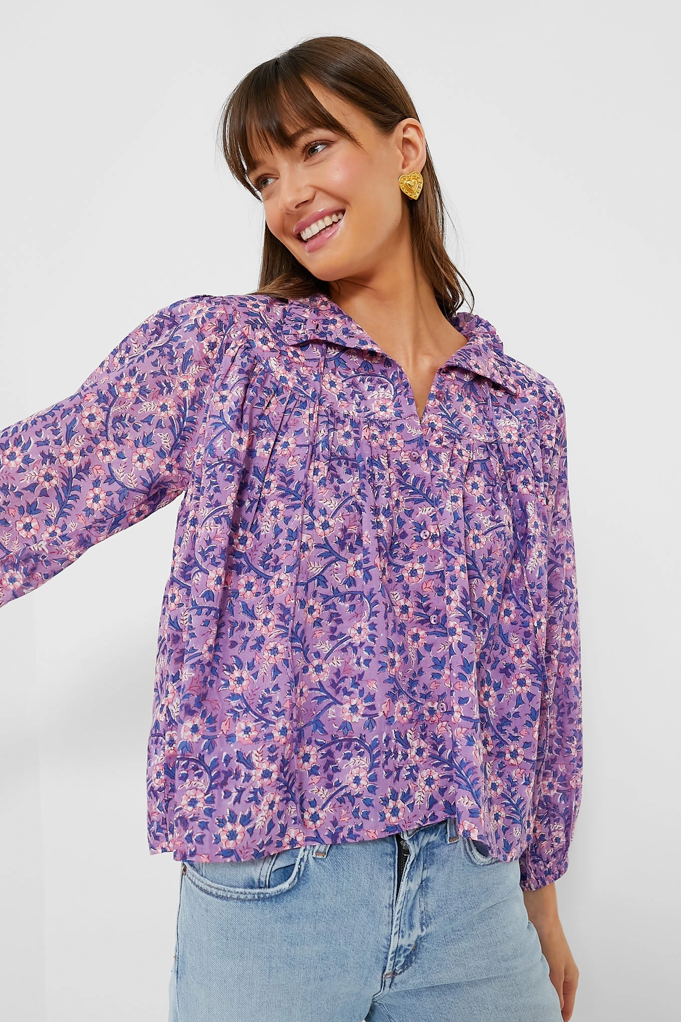 Violet Wildflower Organic Emmaline Blouse 1 Violet Wildflower Organic Emmaline Blouse