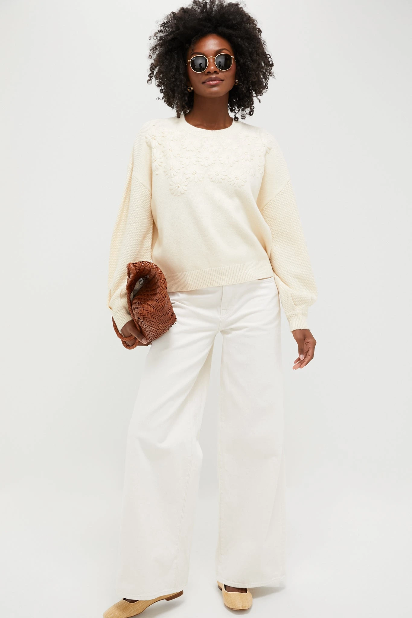 Cream Embroidered Floral Francine Sweater 2 Cream Embroidered Floral Francine Sweater - Image 2
