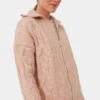 Varley Blush Tan And Egret Aida Jumbo Cable Knit Jacket