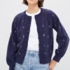 Blue Floral Embellishment Navy Elsie Cardigan