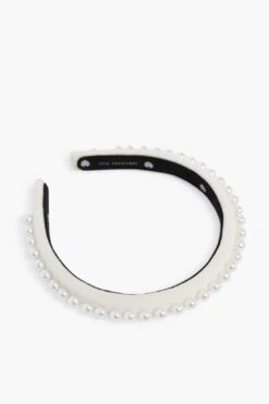 Ivory Pearl Embellished Velvet Gigi Headband