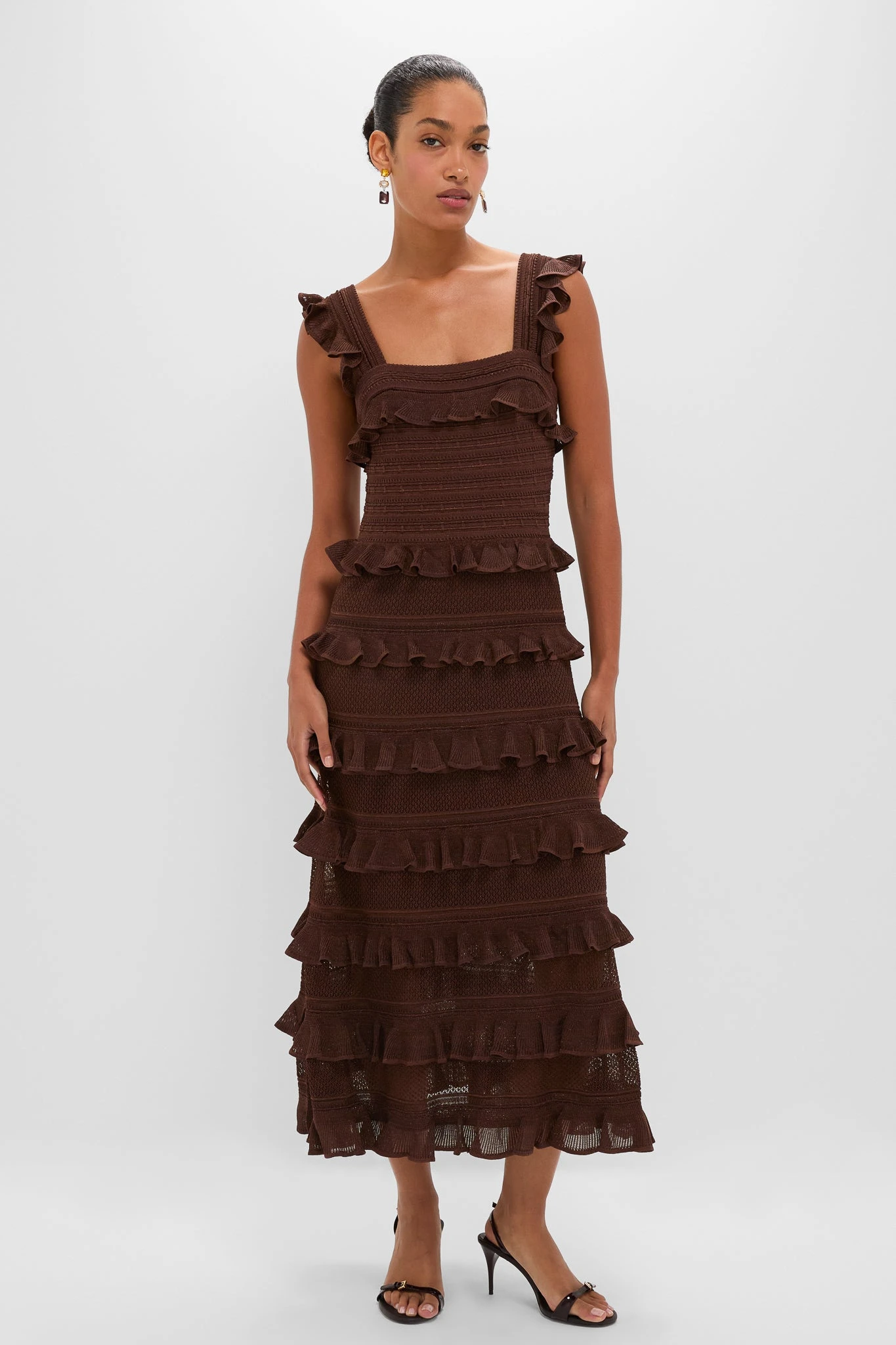 Zimmermann Metallic Chocolate Hypnotic Lace Frill Midi Dress 1 Zimmermann Metallic Chocolate Hypnotic Lace Frill Midi Dress