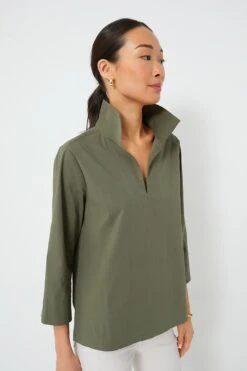 Olive Green Margot Stand Collar Blouse -Loeffler Randall Store GDiljqtUXPWFhWbI9YRNdbFJDEo5uLsD 1