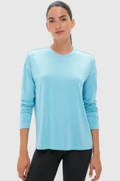 Milky Blue Long Sleeve Performance Jersey Ryan Boyfriend Tee