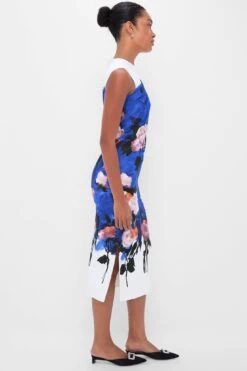 Erdem Brushstroke Rose Cobalt Blue Sleeveless Pencil Midi Dress -Loeffler Randall Store GQRQYJtWYkyd2RipSpGexzprMzXkFAGw 1
