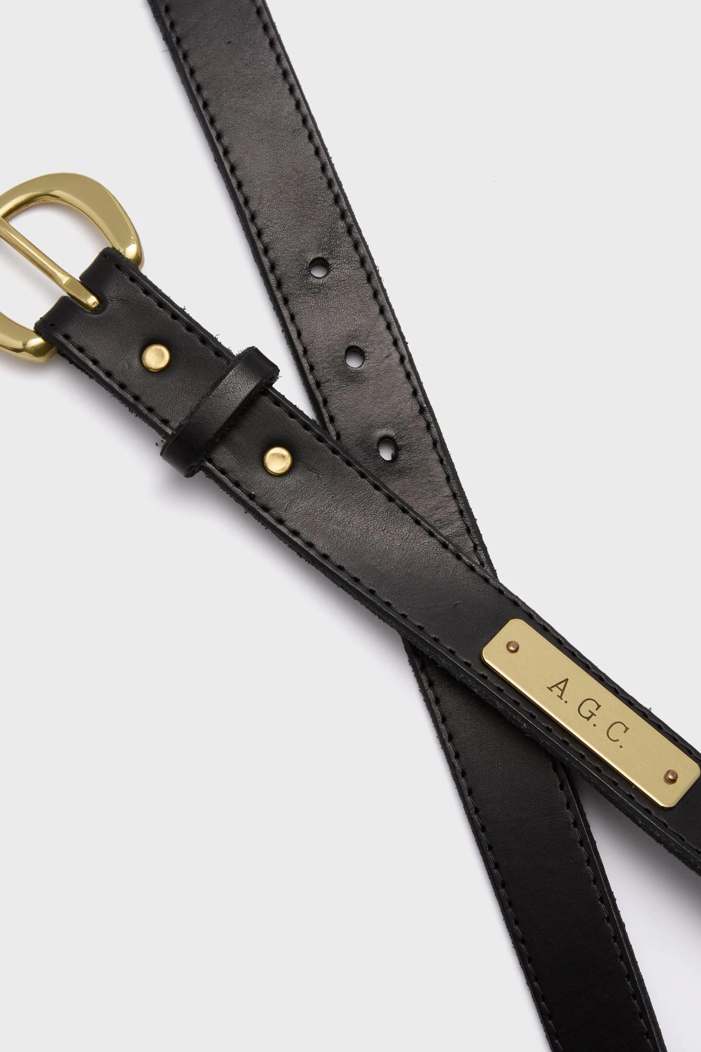 Black Custom 1" Bridle Leather Belt With Name Plate 2 Black Custom 1" Bridle Leather Belt With Name Plate - Image 2