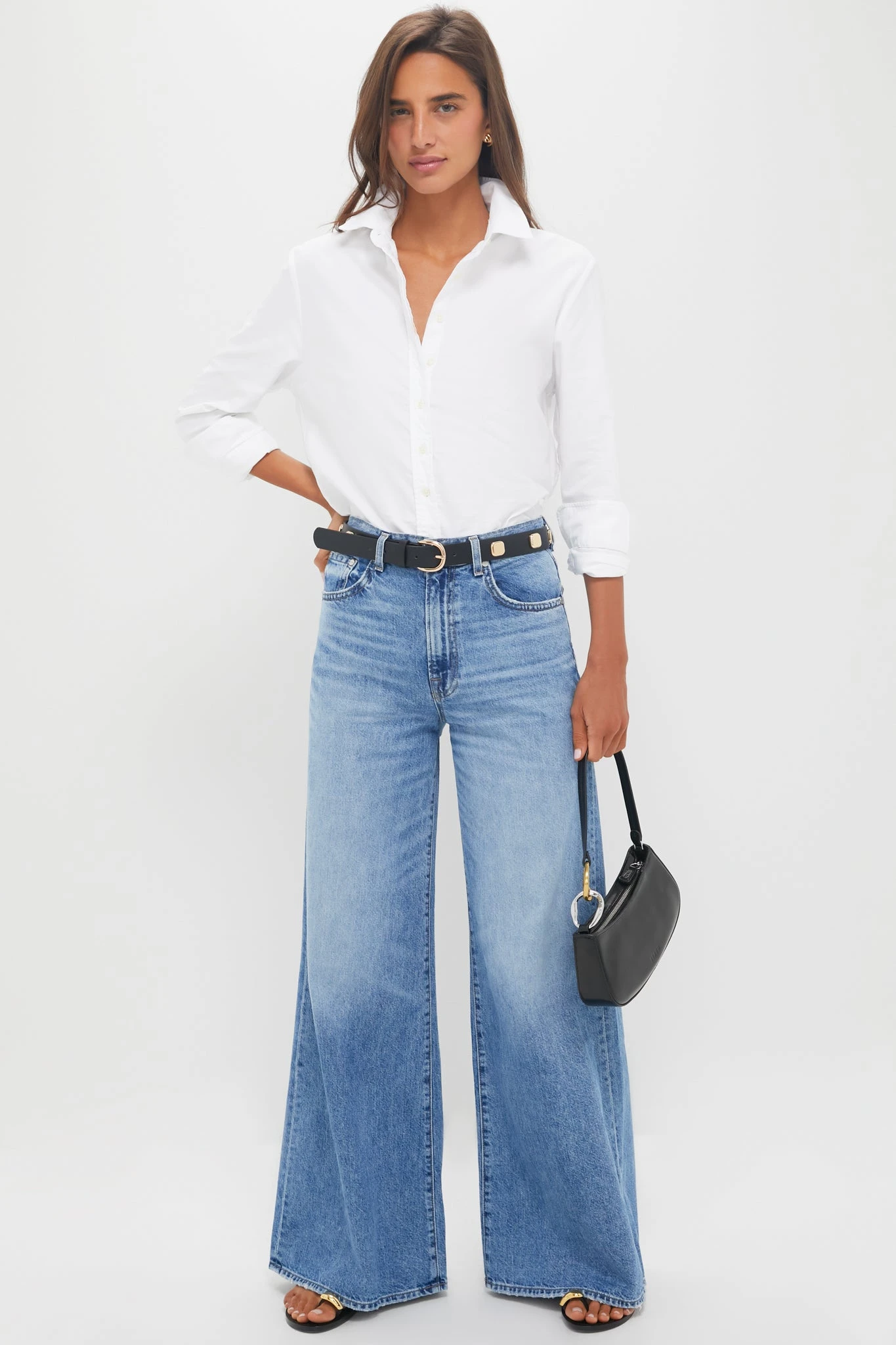 Black And Gold Flat Studded Belt 3 Black And Gold Flat Studded Belt - Image 3