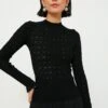Black Rue Fine Knit Gauge High Neck Sweater