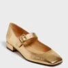 Gold Leather Low Mary Janes