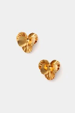 Gold Pansy Earrings