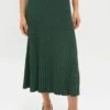 Zimmermann Dark Green Pleated Midi Skirt