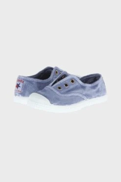 Cienta Washed Denim Canvas Laceless Sneaker