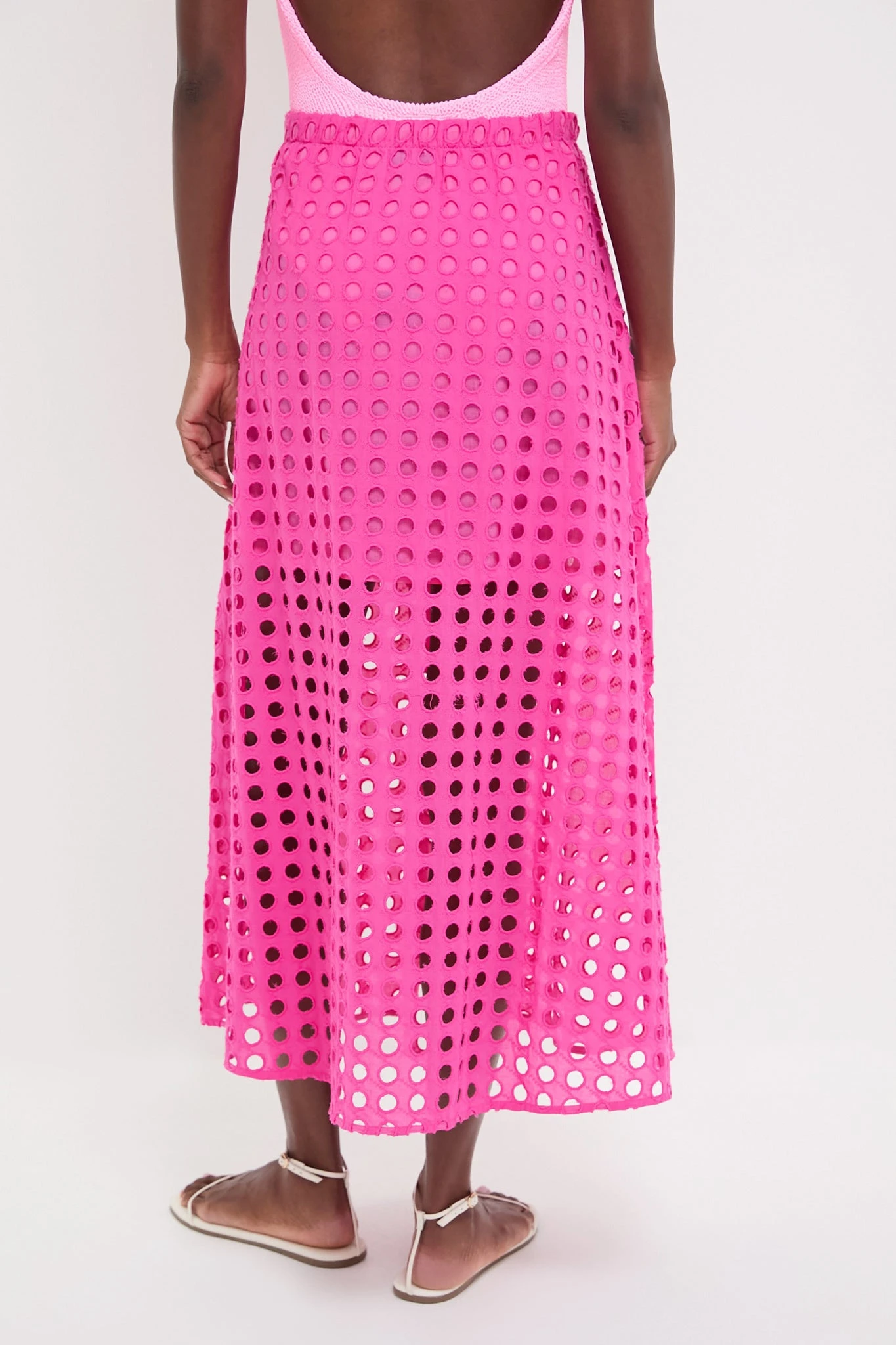 Hot Pink Cotton Eyelet Eve Skirt 4 Hot Pink Cotton Eyelet Eve Skirt - Image 4