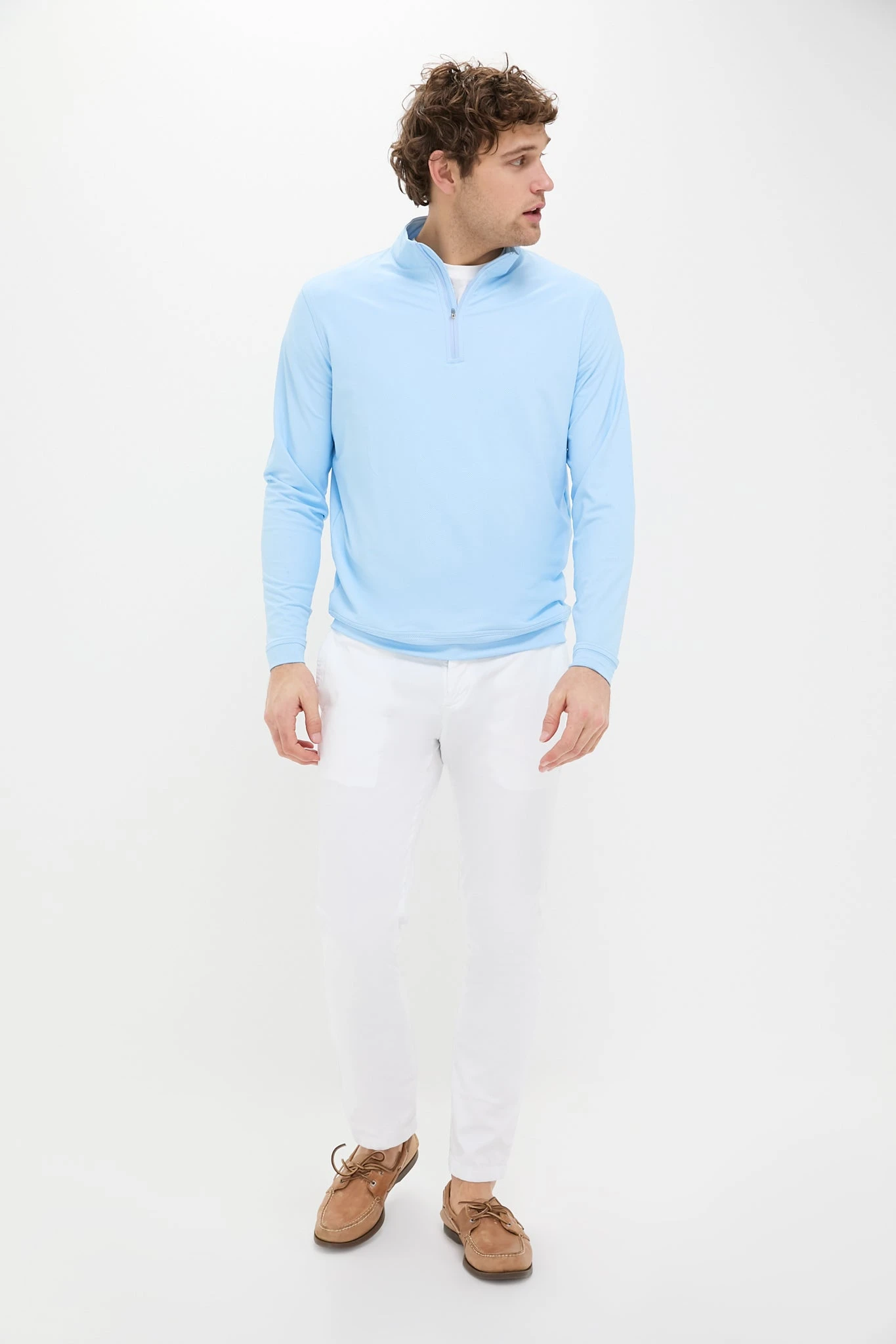 Peter Millar Pale Blue Perth Birdseye Performance Quarter-Zip 2 Peter Millar Pale Blue Perth Birdseye Performance Quarter-Zip - Image 2