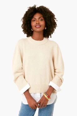 Bisque White Raya Ruched Crew Looker