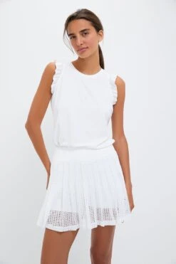 White Performance Jersey Ruffle Lea Tank