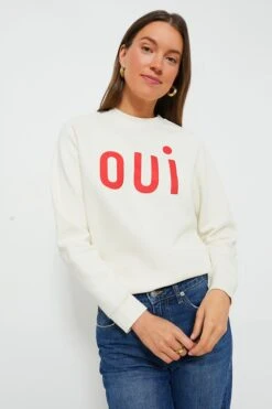 Cream With Bright Poppy Oui Sweatshirt