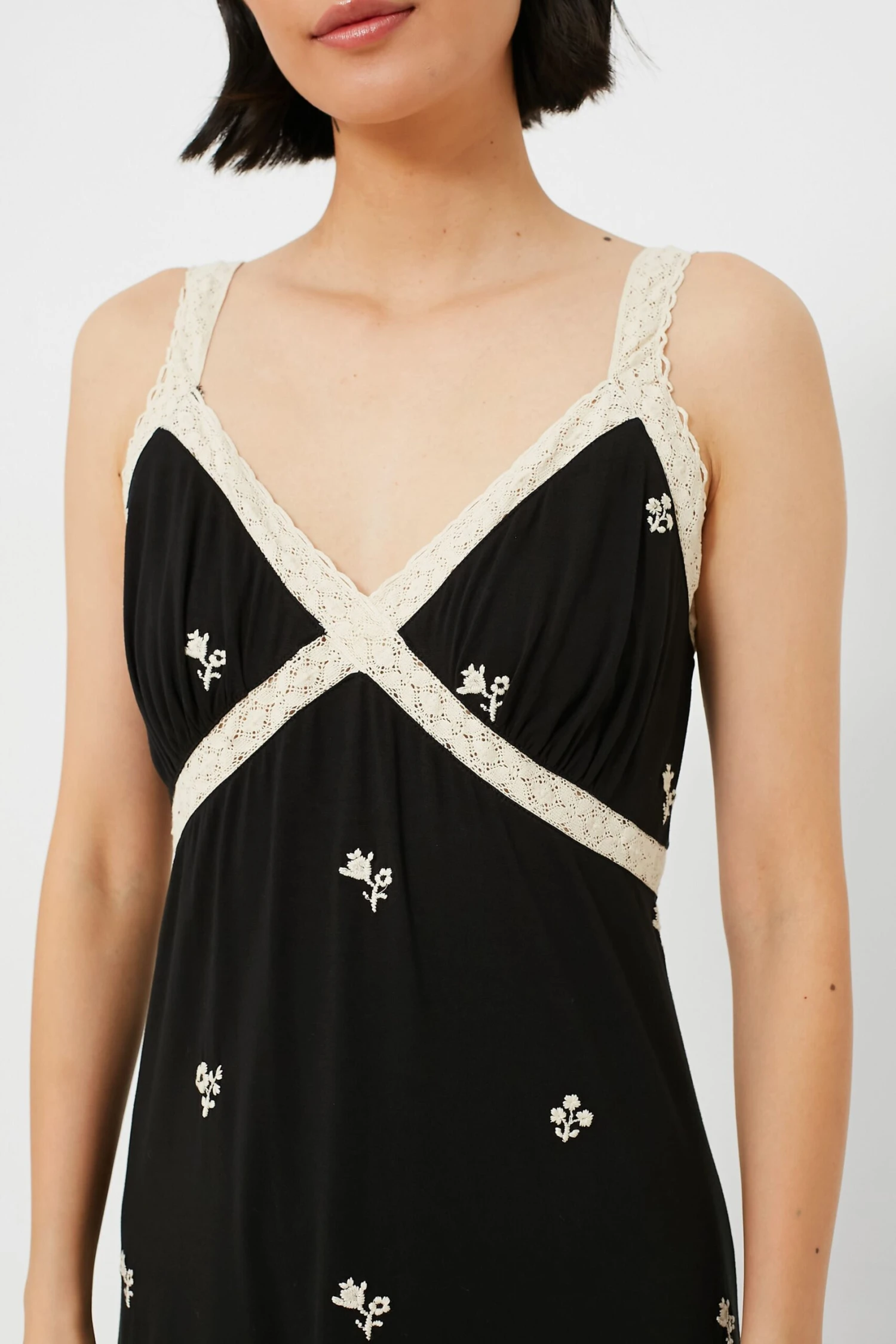 Black Rubina Embroidery Pajama Slip Dress 5 Black Rubina Embroidery Pajama Slip Dress - Image 5