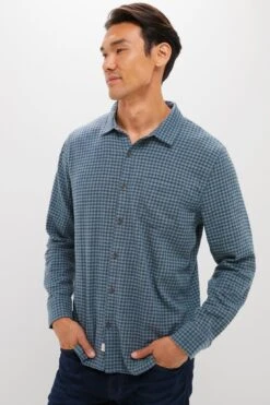 Marine Layer Navy Green Gingham Stretch Selvage Shirt 8 Marine Layer Navy Green Gingham Stretch Selvage Shirt -Loeffler Randall Store NMEeWjx4Uxk0XVDjNJTIjapJHqWjMpeq 1