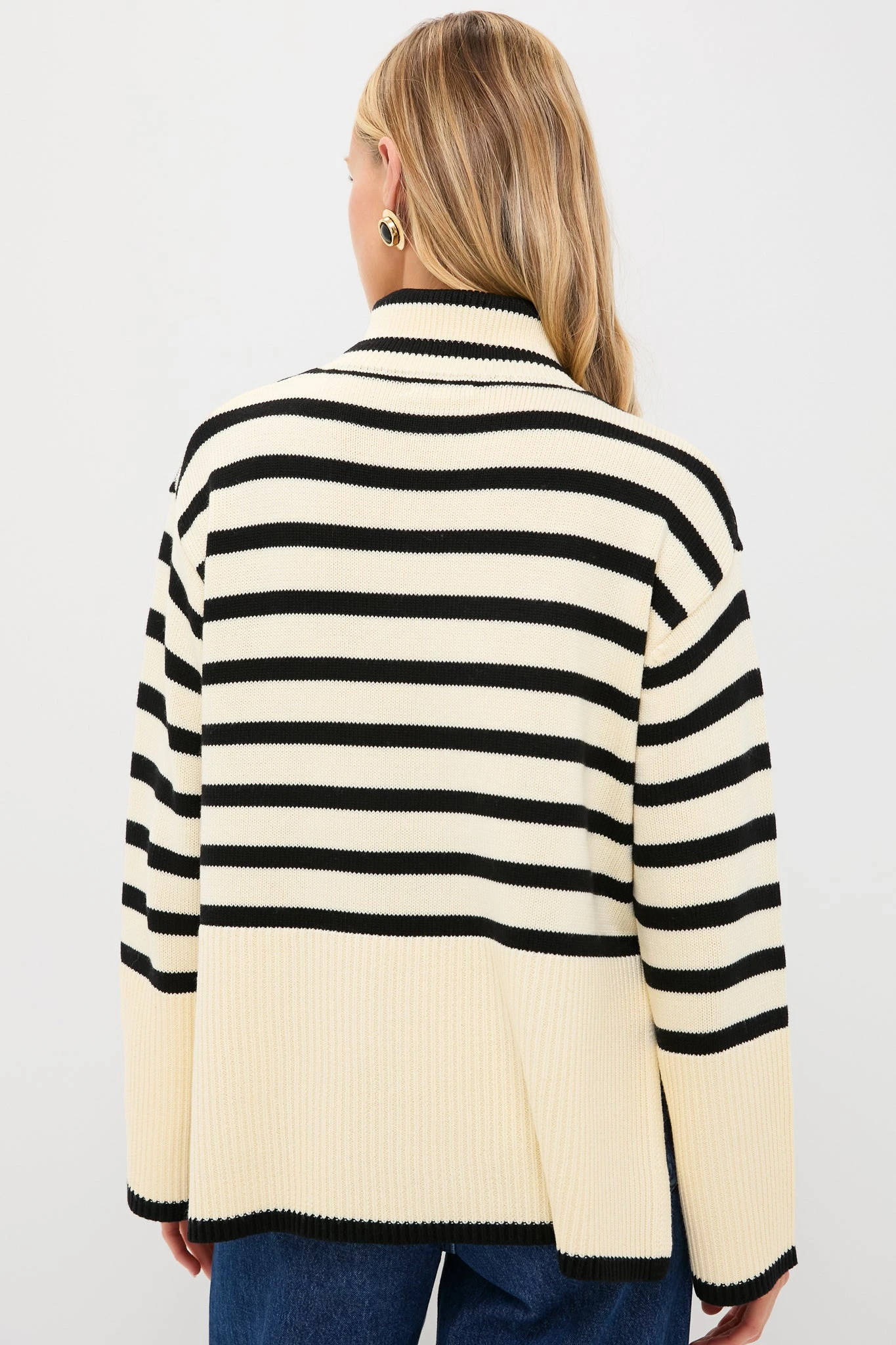 Exclusive Cream Striped Turtleneck Sweater 4 Exclusive Cream Striped Turtleneck Sweater - Image 4