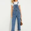 Paris Medium Wash Straight Leg Denim Overalls