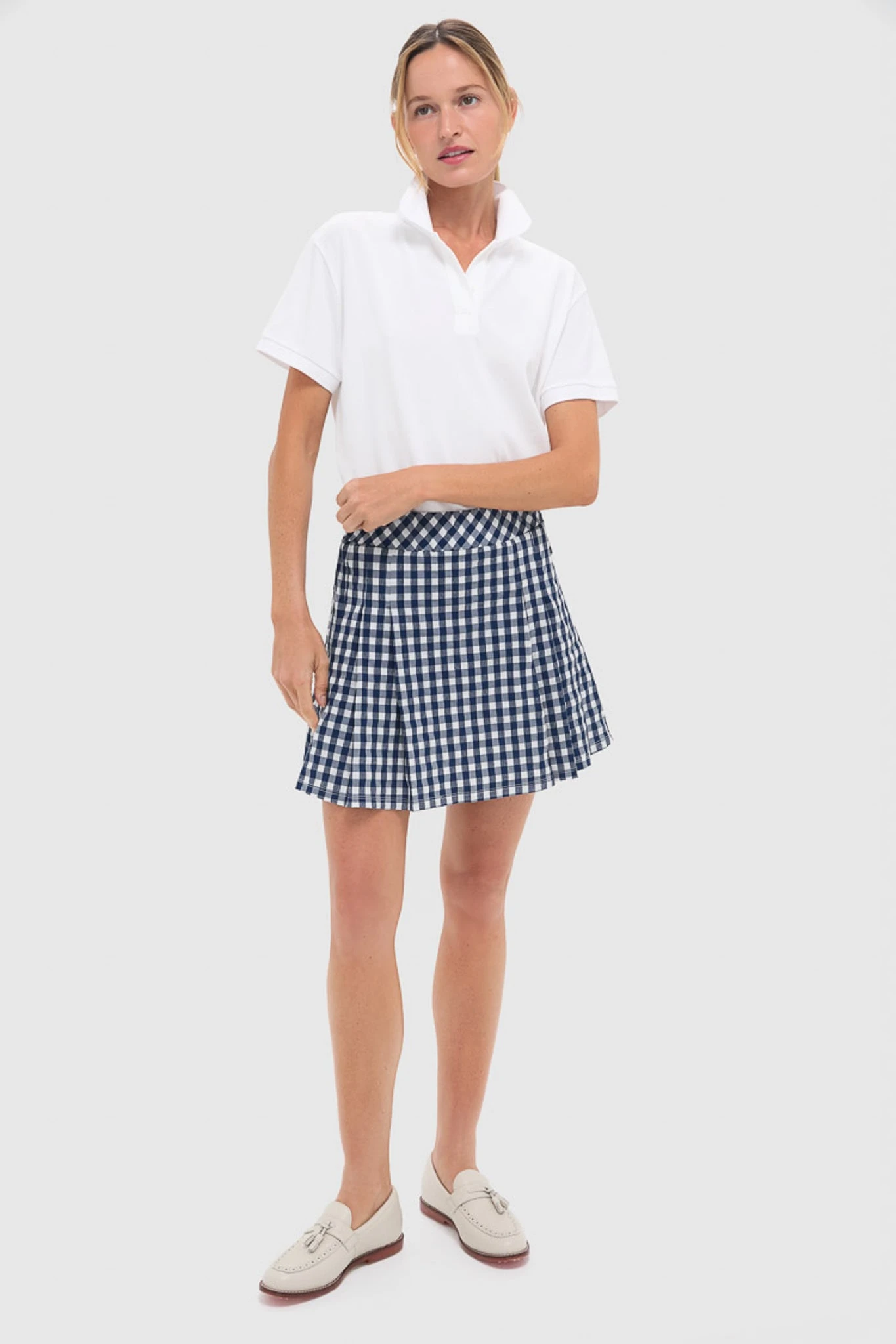Navy Gingham 16 Inch Performance Seersucker Park Golf Skirt 6 Navy Gingham 16 Inch Performance Seersucker Park Golf Skirt - Image 6