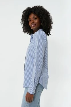 Blue And White Stripe Puffed Shoulder Shirt -Loeffler Randall Store NvOMUYxJXezwIYOChbRQog3c5EkF73Nb 1