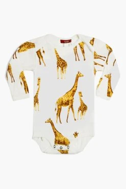 Orange Giraffe Bamboo Long Sleeve One Piece