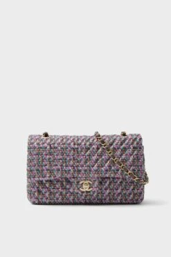 CHANEL Multicolor Pink Purple Soft Diagonal Pattern Classic 25 Crossbody