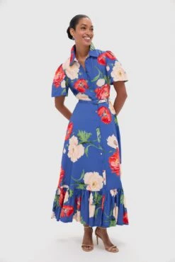 Poppy Print Becca Short Sleeve Midi Dress