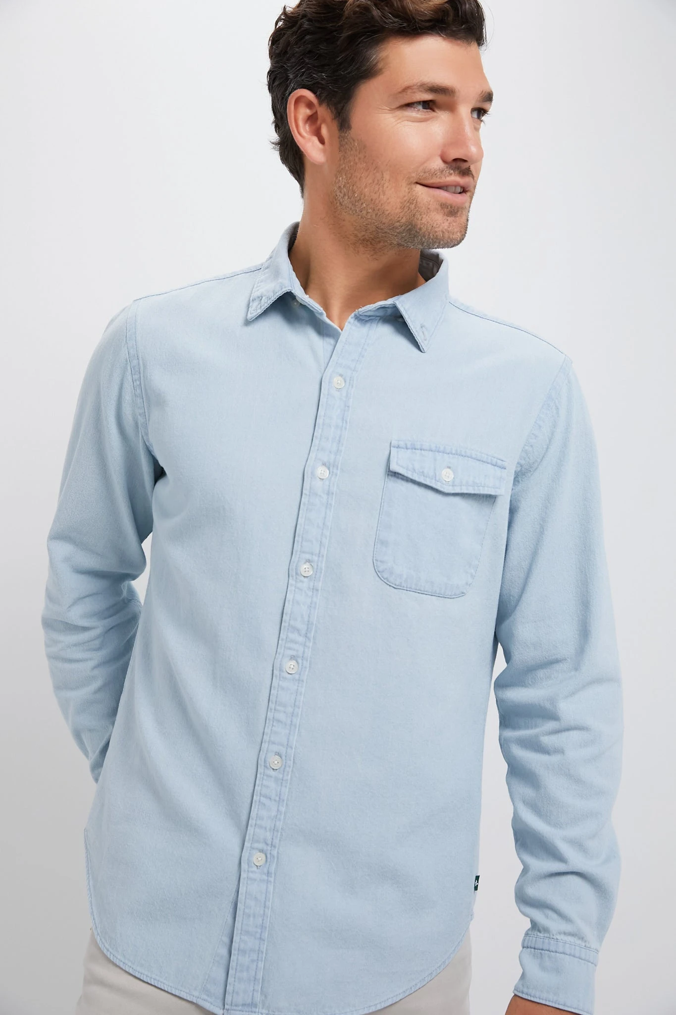 Light Blue Washed Denim Shirt 7 Light Blue Washed Denim Shirt - Image 7