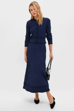 Navy Knit Claudia Midi Skirt -Loeffler Randall Store PLnrKrXmPVjo4bOXfKMkMEbdFVRnWVvg 1