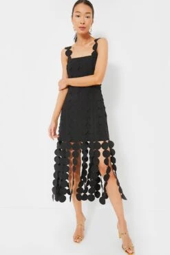 Black Multi Circle Mercedes Midi Dress
