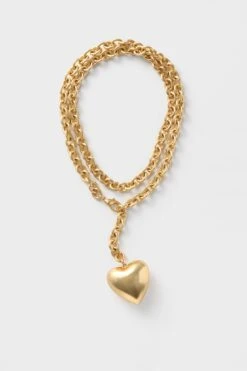 Gold Puffy Heart Necklace