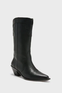 Black Leather Wilson Western Boots