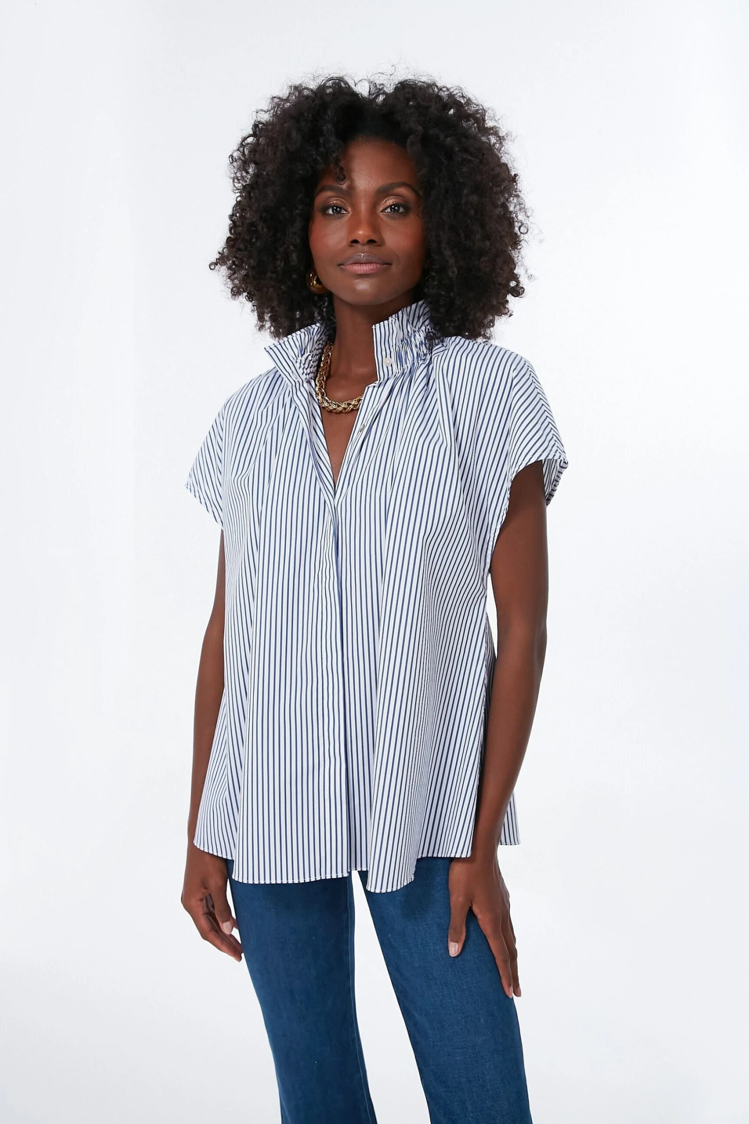 Blue Stripe Rae Blouse 1 Blue Stripe Rae Blouse