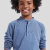 Dusty Blue Alcomo Long Sleeve Boy Polo
