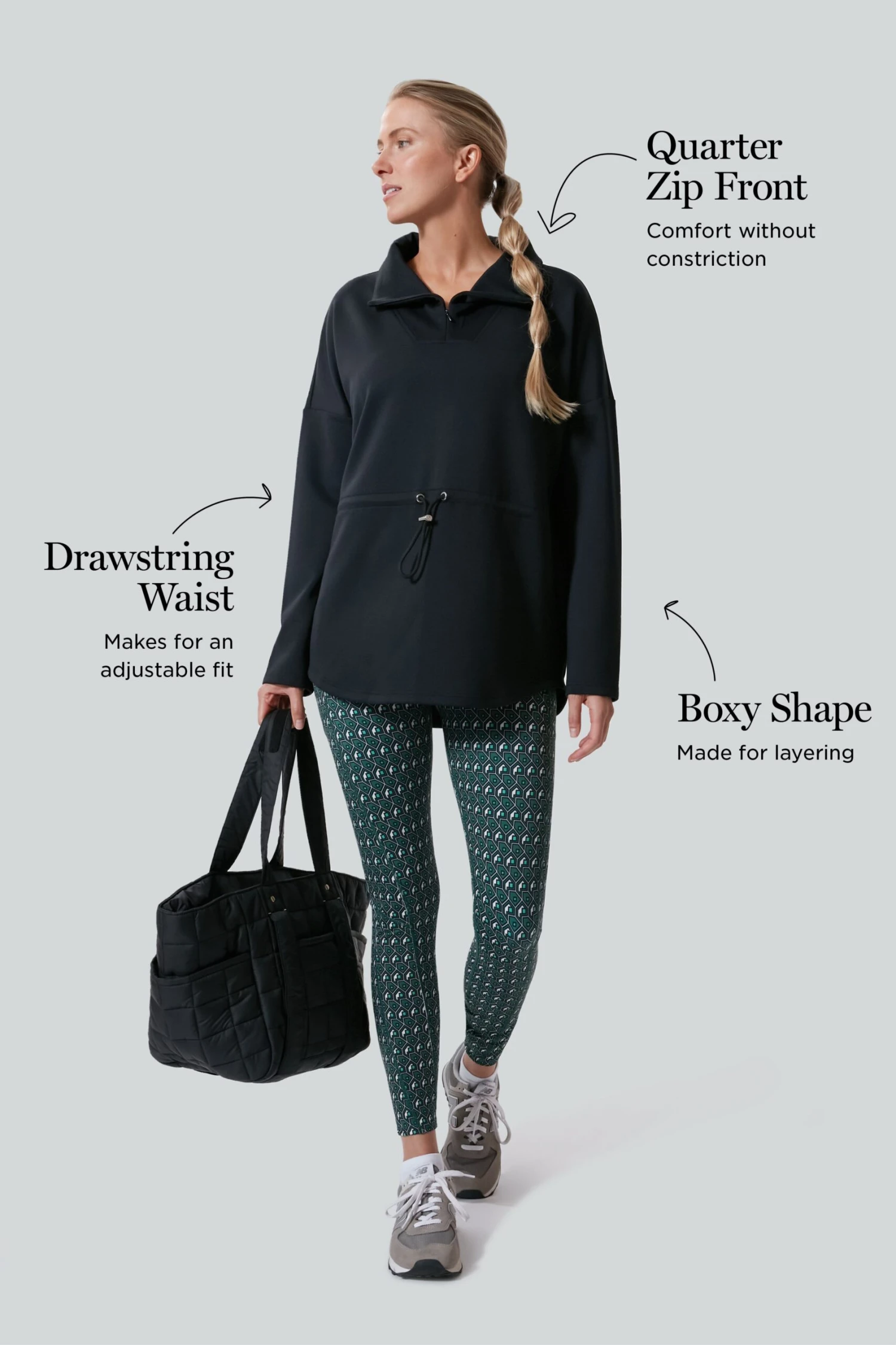 Black Cinched Natalie Quarter Zip 6 Black Cinched Natalie Quarter Zip - Image 6