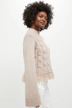 Taupe Fringe Cable Knit Carly Sweater 8 Taupe Fringe Cable Knit Carly Sweater -Loeffler Randall Store RRuT3Kt2534KIWaCkvW6eE3xaEUqgYTp 1