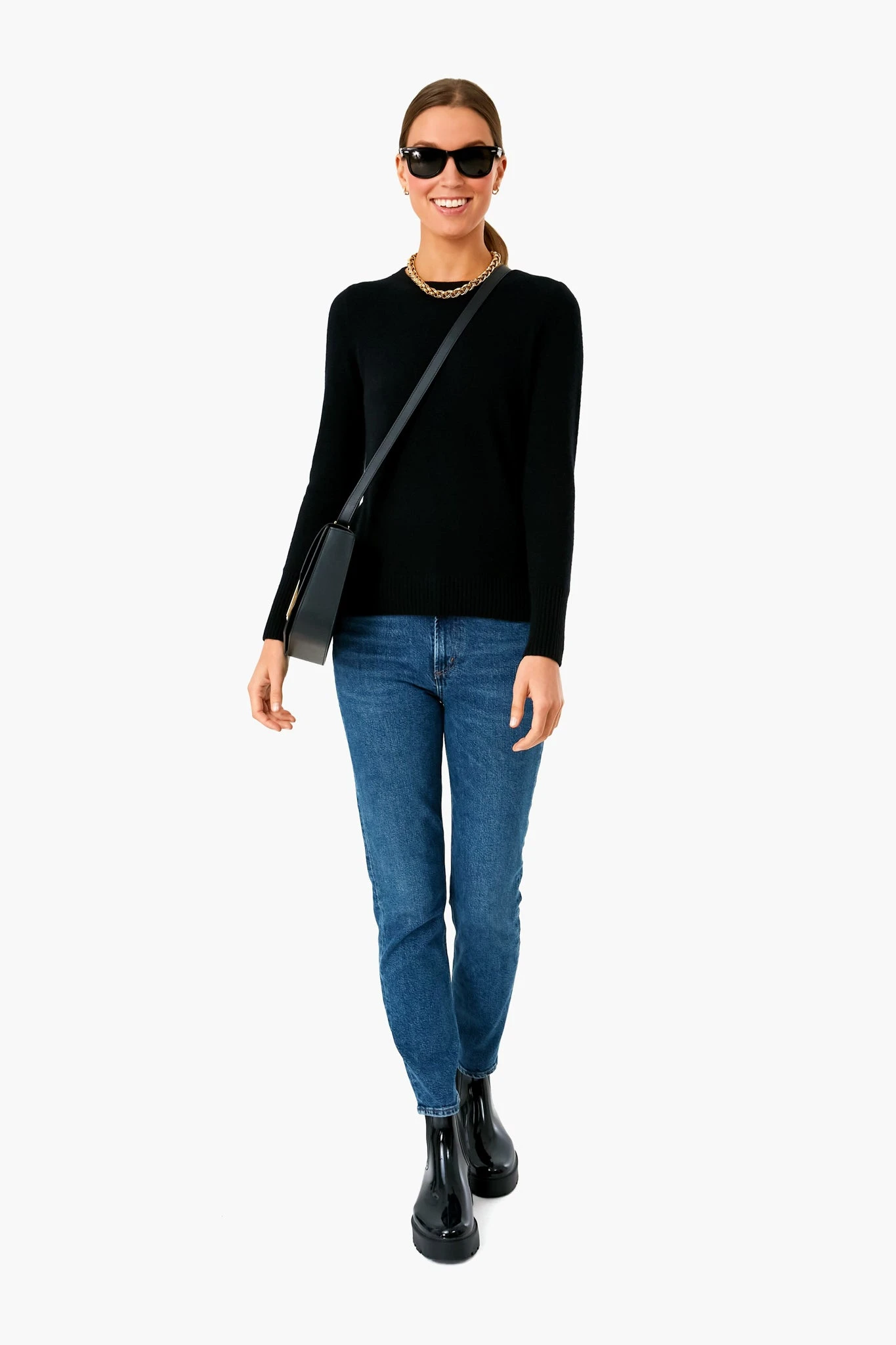 Black Cashmere Classic Crewneck Sweater 2 Black Cashmere Classic Crewneck Sweater - Image 2