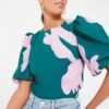 Pink & Green Penelope Puff Sleeve Top -Loeffler Randall Store RkmQemic2PZiQ7pD6YOm0A7YIRBDjXRC 1