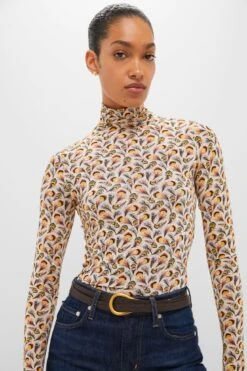 ULLA JOHNSON Swan Aurelia Jersey Long Sleeve Turtleneck Top