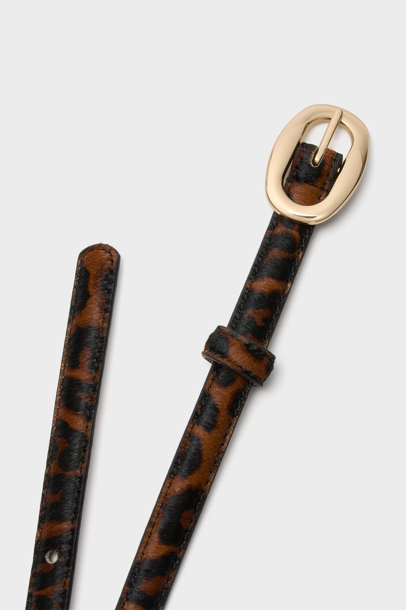 Leopard Haircalf Oval Buckle Skinny Belt 4 Leopard Haircalf Oval Buckle Skinny Belt - Image 4