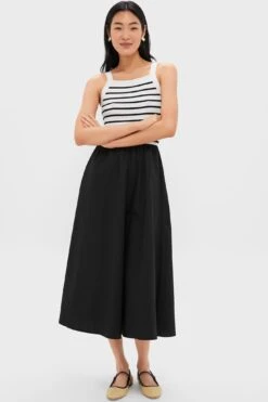 Black Striped Midi Dress