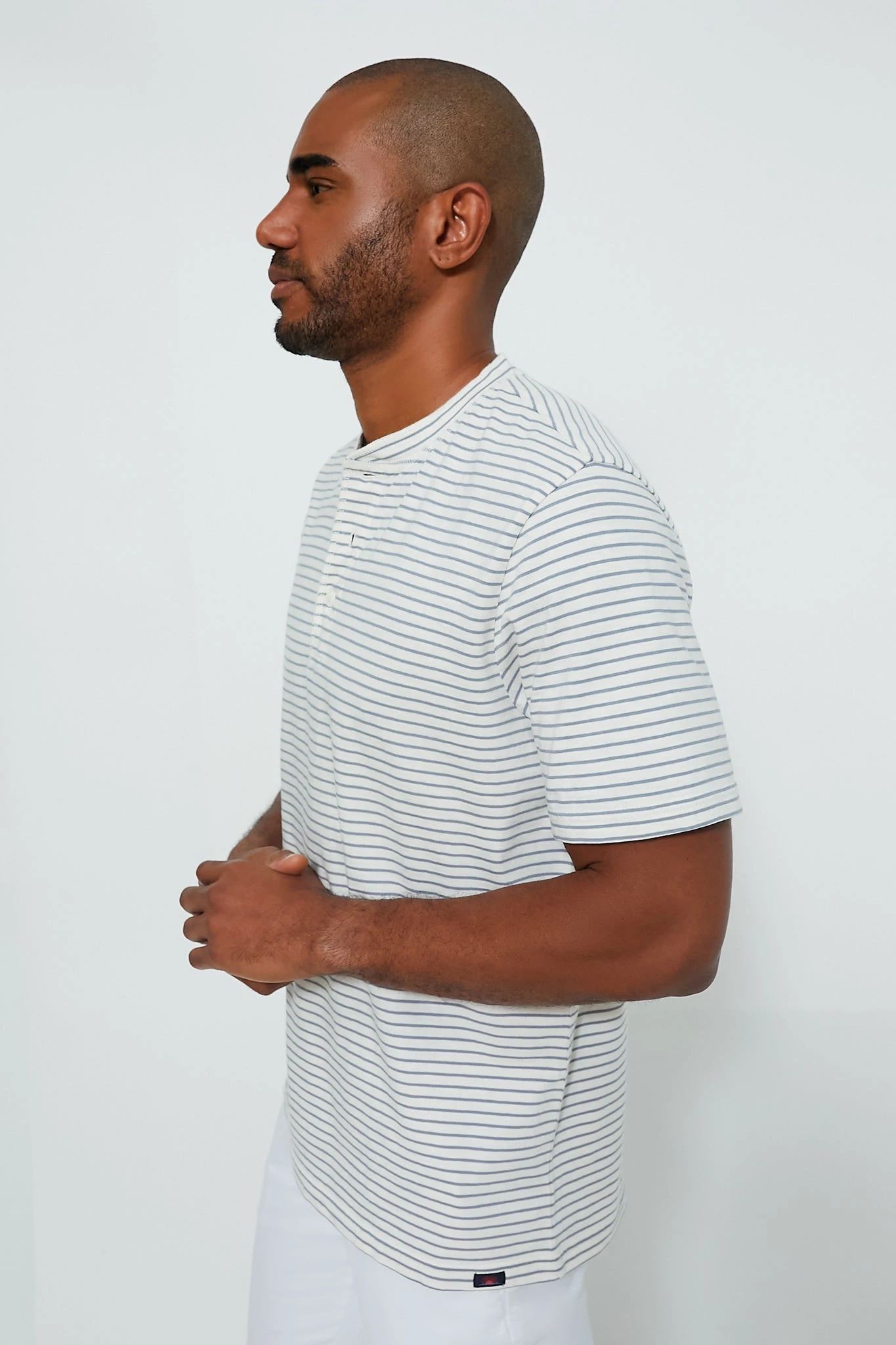 Shell Flint Stripe Short Sleeve Sunwashed Henley 4 Shell Flint Stripe Short Sleeve Sunwashed Henley - Image 4