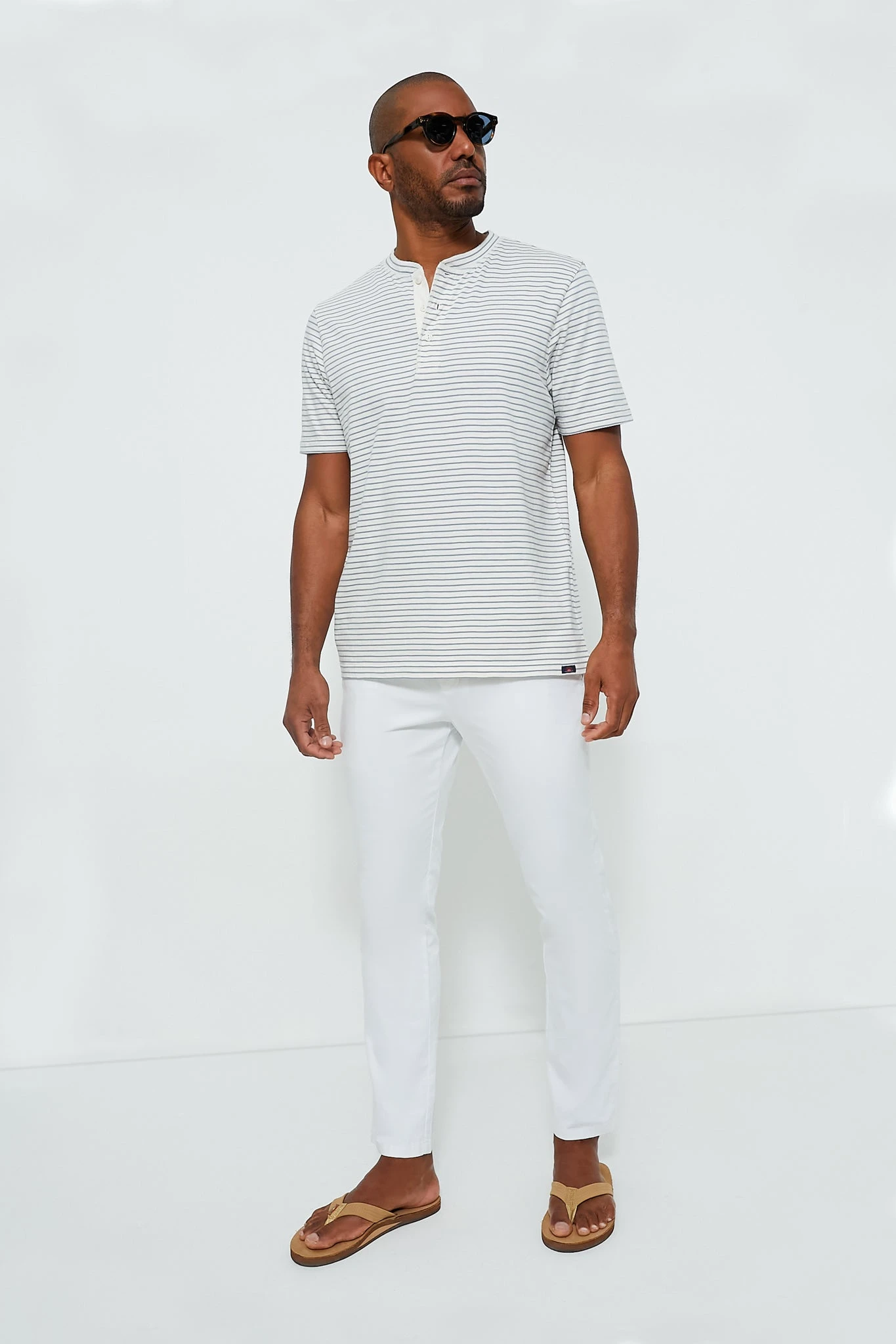 Shell Flint Stripe Short Sleeve Sunwashed Henley 3 Shell Flint Stripe Short Sleeve Sunwashed Henley - Image 3