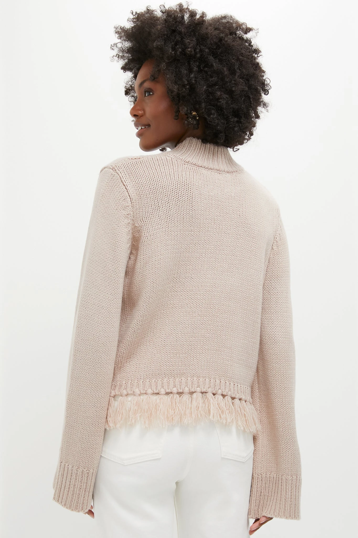 Taupe Fringe Cable Knit Carly Sweater 4 Taupe Fringe Cable Knit Carly Sweater - Image 4