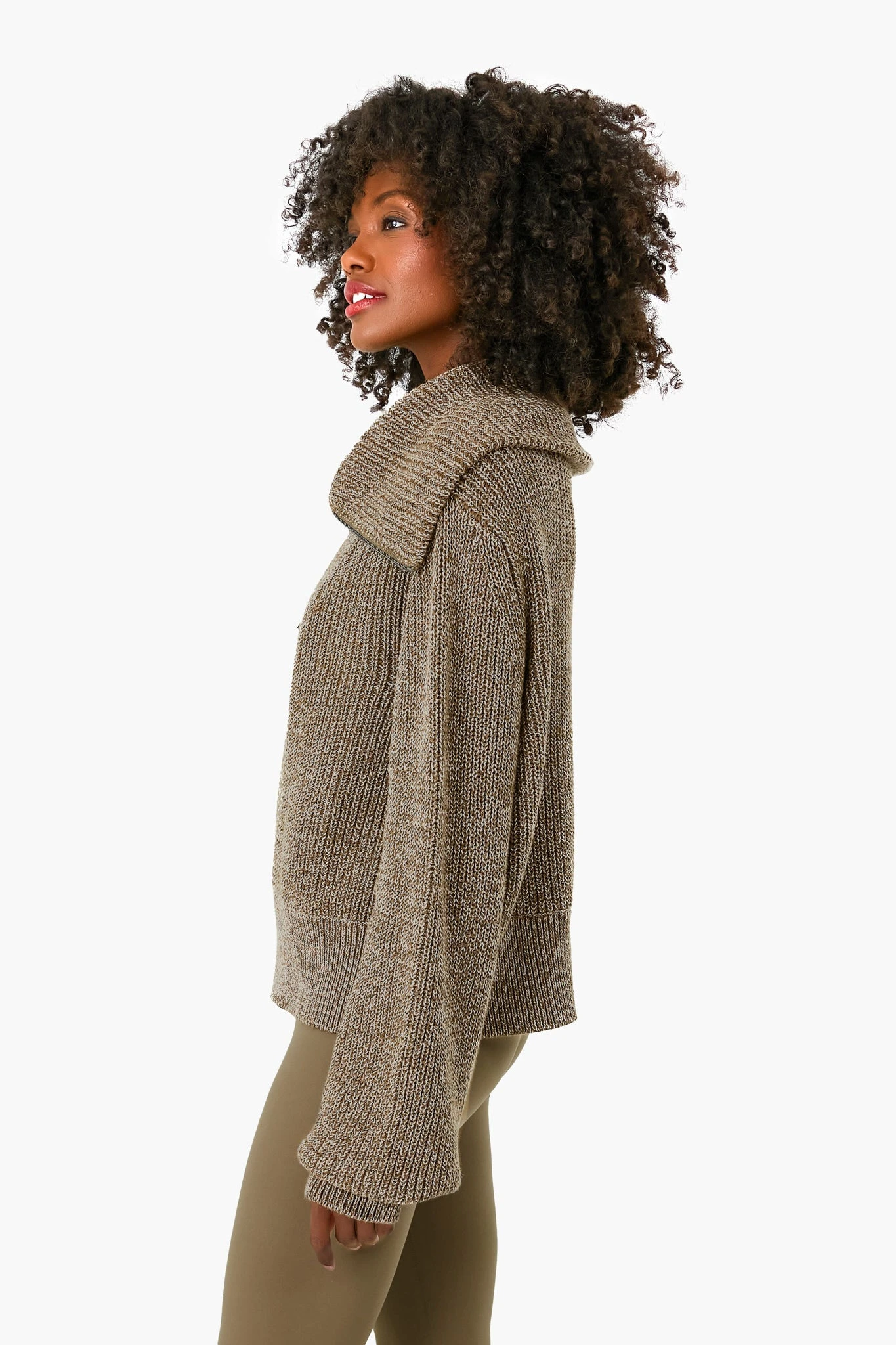 Varley Dark Olive Speckle Mentone Half Zip 3 Varley Dark Olive Speckle Mentone Half Zip - Image 3