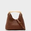 ELLEME Cognac Woven Leather Small Boomerang Bag