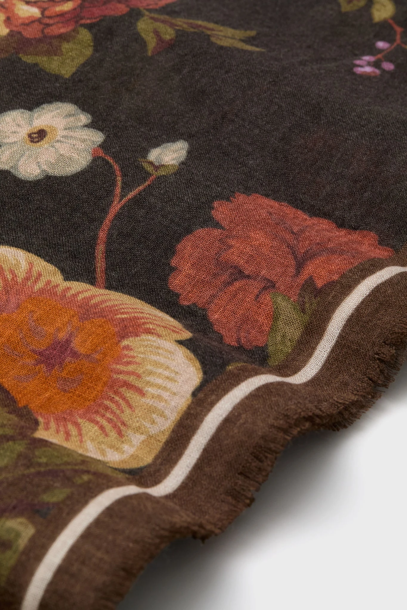 Baroque Floral Silk Cashmere Blend Large Scarf 5 Baroque Floral Silk Cashmere Blend Large Scarf - Image 5